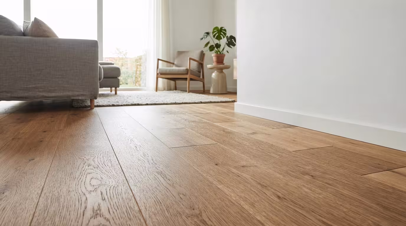 Parquet laminado instalado con acabado moderno y uniforme
