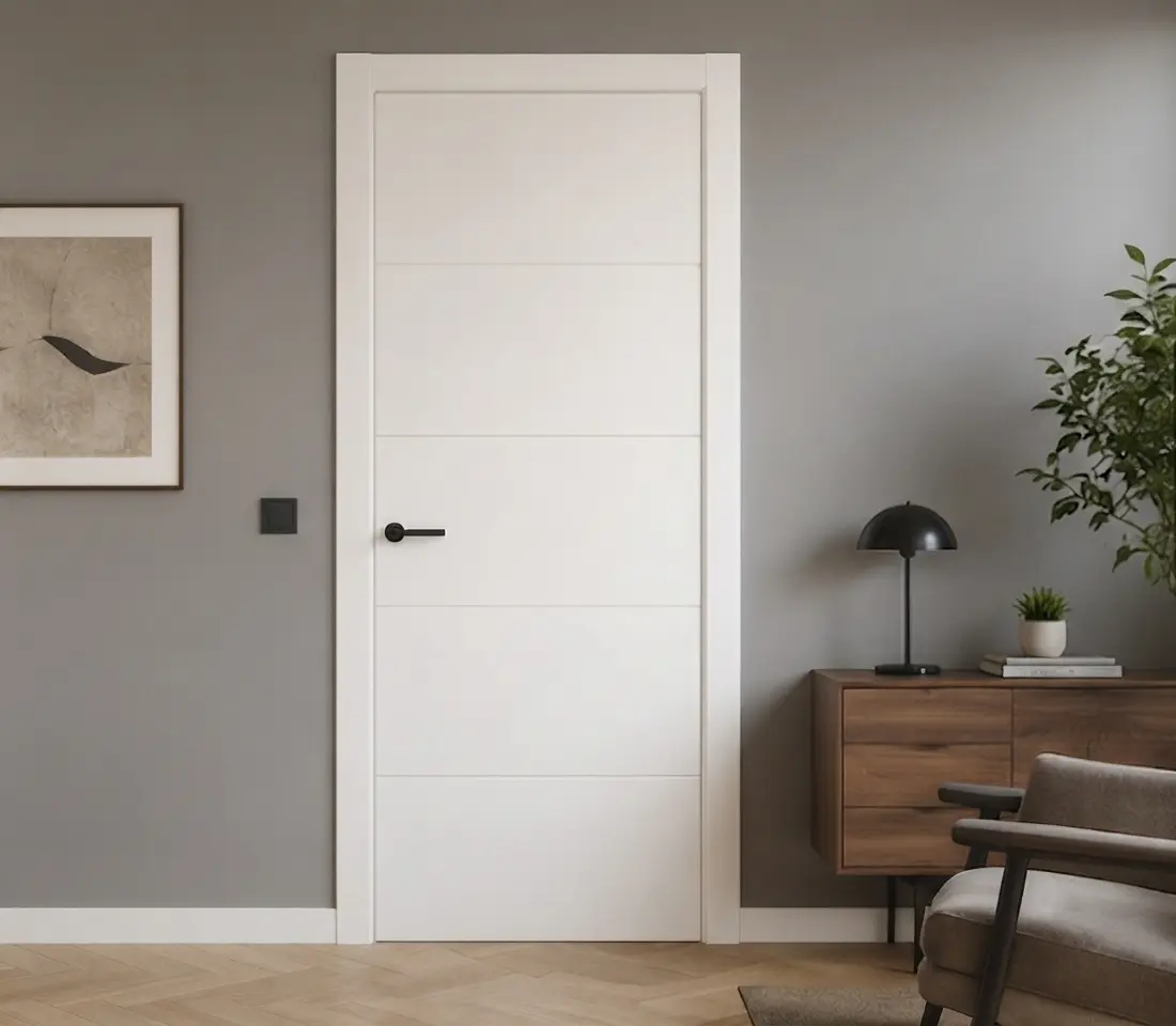 Puerta de interior lacada blanca con acabado moderno