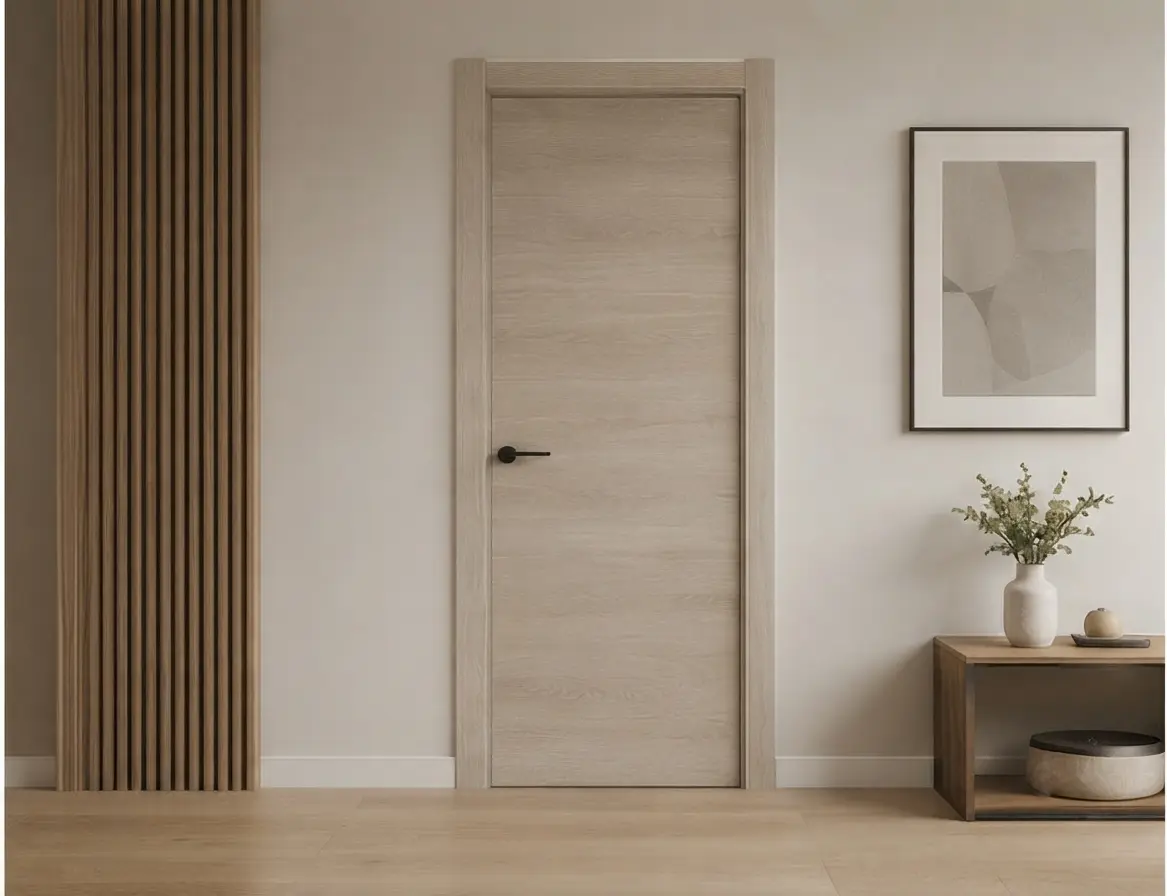 Puerta de interior laminada resistente de acabado madera
